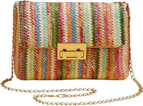 QWINEE Stripe Pattern Bag Crossbody Bag Shoulder Bag Square Bag Shopping Work Handbags Ladies Shoulder Totes Bag...