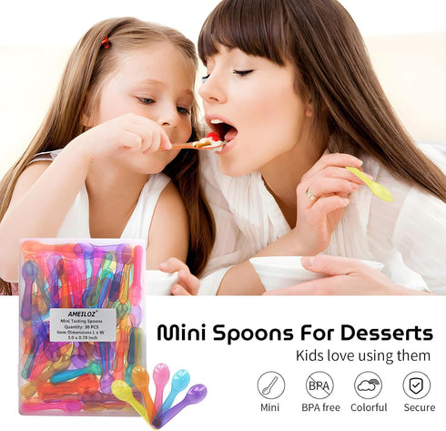 3 Inch Tiny Mini Tasting Spoons Colored Disposables Small Taster Spoon, Mini Sampling Spoon for Desserts Pudding Jello Shots Ice Cream (1 Pack of ...