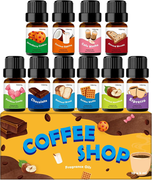 Fragrance Oil for Candle & Soap Making, Holamay Coffee Shop Premium Aromatherapy Essential Oils for Diffuser - Espresso, Cafe Mocha, Chocolate, Al...