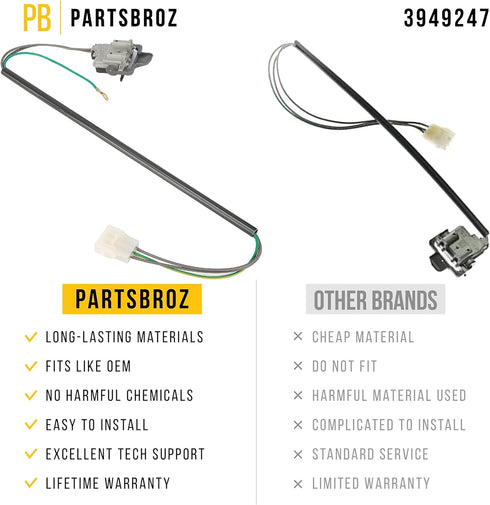 3949247V 3949247 Washer Lid Switch by PartsBroz - Compatible Estate Kenmore KitchenAid Roper Whirlpool Washing Machine Door Switch - Replaces AP5983746 4248251 PS11722098 - Upgraded Tested Model