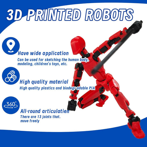 T13 Action Figure, 4PCS Action Figures, T13 Action Figure 3D Printed Robot Multi-Jointed Movable, Desktop Decorations for Game Lovers...