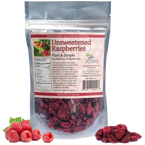 Unsweetened Dried Raspberries | USA Grown | No Added Sugar/Additives | 3oz | Woman-Owned Small Business...