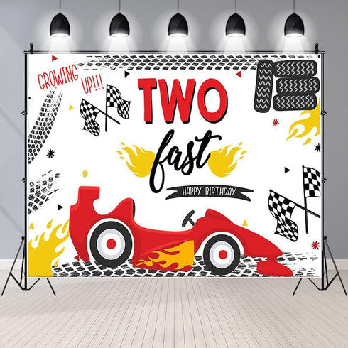 Two Fast Birthday Backdrops Red Race Car Tires Photo Background Boy 2nd Birthday Party Backdrop Decoration Banner Happy Birthday Photography Backg...