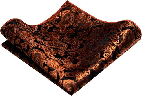 Mens Paisley Tie and Pre-tied Paisley Bow Tie with Pocket Square Cufflinks Clip Set...