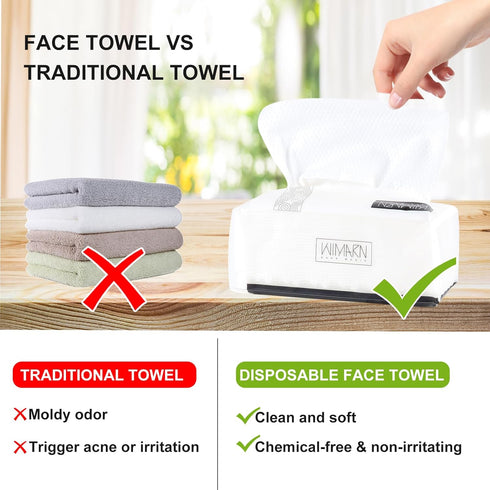 Face Clean Towels 100% Cotton Extra Thick Disposable Towel Sensitive Skin, Lint- free Facial Tissue for Cleansing, Skincare and Makeup Remover, Dr...