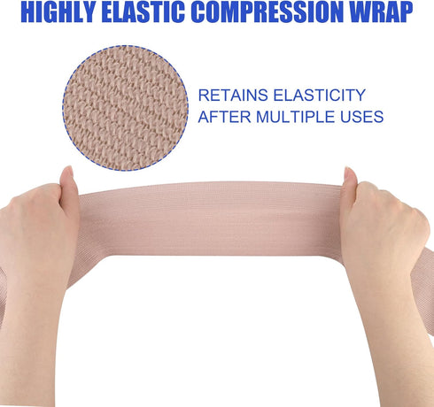 8 Pack Premium Elastic Bandage Wrap, Compression Wrap Bandage for Legs, Self-Closing Elastic Bandage Wrap - Hook & Loop Fasteners at Both Ends - L...