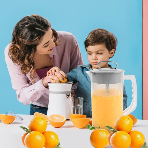 1 Pack Mixing Pitcher for Drinks 2 Quart/ 64oz Plastic Water Pitcher with Lid?Easy-Mix Juice Container?Angled Plastic Blades and Adjustable Mixer ...