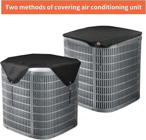 Qualward Air Conditioner Covers for Outside Units, AC Cover for Outdoor Central Unit Top Heavy Duty Water-Resistant Fits Up to 32 x 32 Inch, Black...