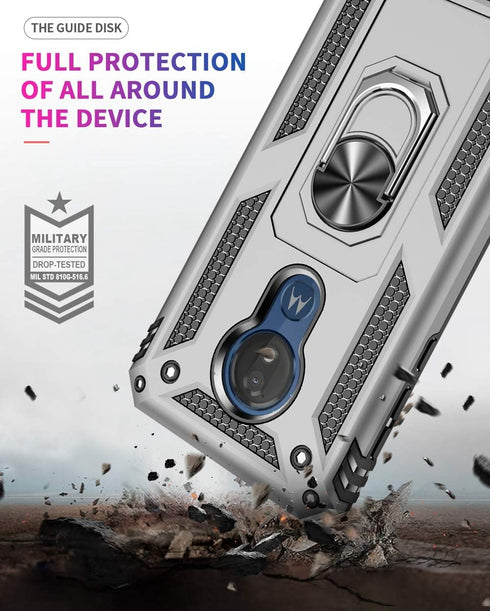 Military Grade Drop Impact for Motorola Moto G7 Power Case Moto G7 Supra Case 360 Metal Rotating Ring Kickstand Holder Magnetic Car Mount Armor Sh...