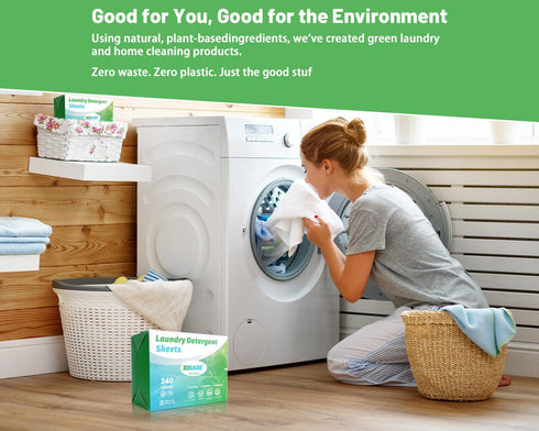Laundry Detergent Sheets Vegan, No Plastic Jug, No Mess & Liquid Free, Laundry Sheets in Washer, Hypoallergenic, Plant Powered Laundry Detergent S...