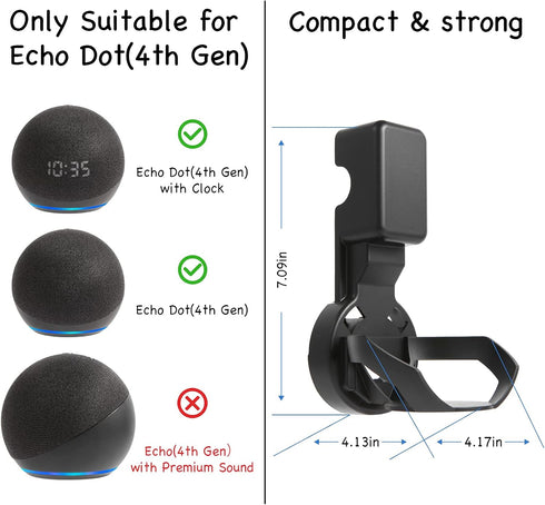 Wall Mount Holder for Dot 4th/5th Generation, Outlet Hanger for Dot 4th/5th Gen, Smart Speaker Stand, Space-Saving Accessories, Built-in Cable Man...