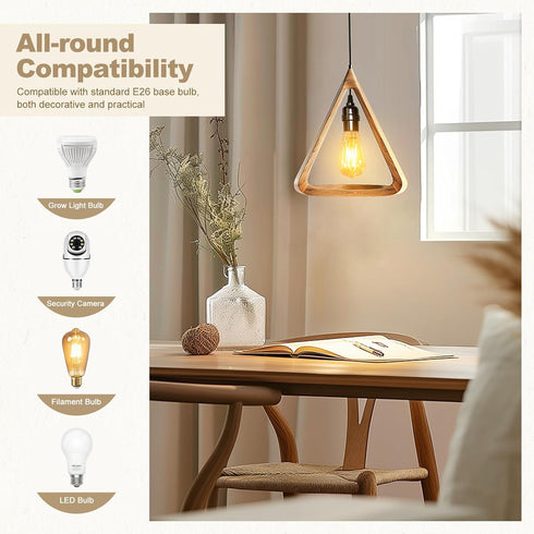 DiCUNO E26 Hanging Lantern Extension Cord Cable, Light Socket On Off Inline Cord Switch Control Lamp, 6.6 Feet (2M), Black, 1-Pack...