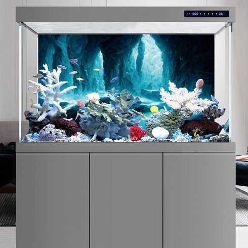 AWERT 72x18 inches Rock Cave Aquarium Background Rock Pillar Terrarium Background Cave Fish Tank Background...