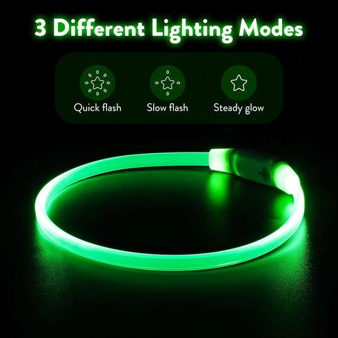 Led Dog Collars for Small Dog,Vizpet XS Light up Adjustable Collar USB Rechargeable Bright Safety Pet Collar for Cats Dogs(Green)...