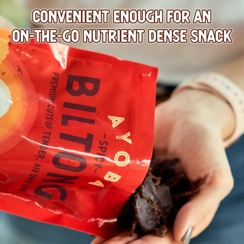 Ayoba Spicy Grass Fed Beef Biltong Slices (4 Ounce, Pack of 1) - Keto Friendly Air-Dried Grass Fed Beef Paleo Snacks - Gluten Free, Whole 30 Appro...