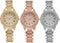 CdyBox 3Pack Ladies Diamond Watch Luxury Rhinestone Bracelet Quartz Analog Watches Set Wristwatch for Women...