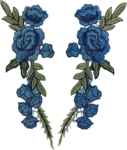 One Pair Sewing On Patches Rose Flower Embroidered Cloth Stickers Fabric Patches Applique Supplies Chinese Style Patches Craft DIY...