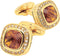 14K Gold Plated Brown Gem Stone Cufflinks for Men Wedding Dress Men Crystal Cufflink for Shirt Party Birthday Anniversary Dress...