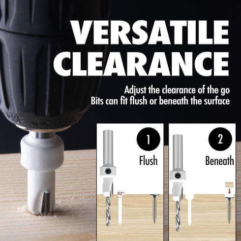 YOUYAR Carbide Tipped Pro Countersink Drill Bit Set #4, 6, 8, 10, 12, 5-Piece Tapered Drill Bit for Wood,High Speed Steel Woodworking Carpentry Re...