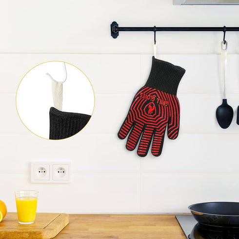 BBQ Gloves, BBQ Accessories 1472? Extreme Heat Resistant, Grilling Gloves Silicone Non-Slip Oven Mitts, Kitchen Gloves for BBQ, Grilling, Cooking,...