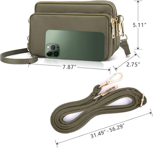 Small Crossbody Bag Shoulder Bag Purse Nylon Clutch Phone Wallet with Zipper & Adjustable Strap Handbag for Women...