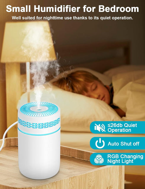Humidifier LtYioe Small Humidifiers for bedroom, Portable Cool Mist Humidifiers for Baby Home with RGB Changing Light, 2 Mist Modes & Auto Shut Of...