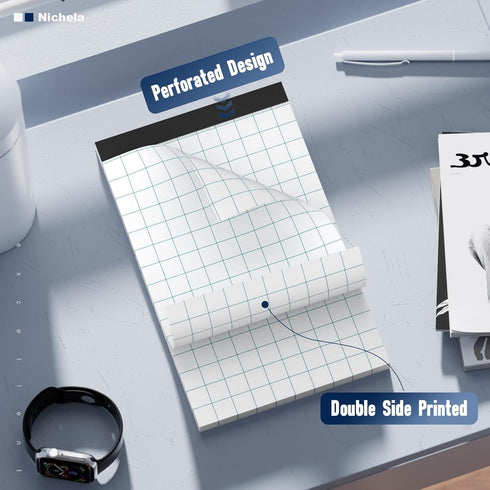 Graph Paper Pads 6 Pack Grid Paper Pad 5x8 White Note Pads 2x2 Squares Per Inch Writing Pad Perforated Lined Grid Notebook 30 Sheets Paper Pads Sm...
