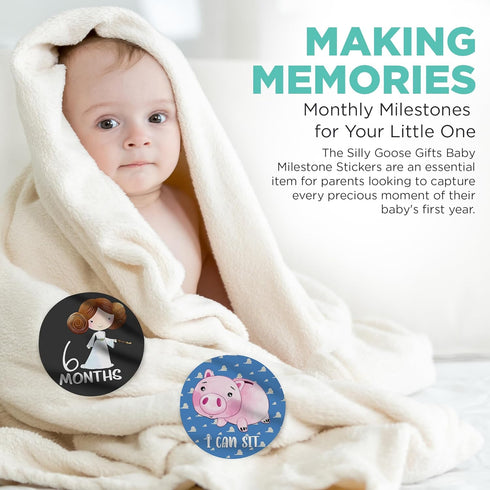 Silly Goose Gifts Little Nightmares Character Themed Baby Milestone Stickers for First Year Month to Month Photo Prop Infant Onesie Growth Chart S...