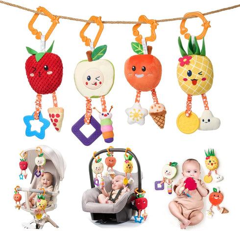 OR OR TU Baby Toys for 3 6 9 12 Months, Hanging Toys Fruit Rattles Infant Newborn Stroller Mobile Toys Car Seat Crib Plush Wind Chime for Boys Gir...