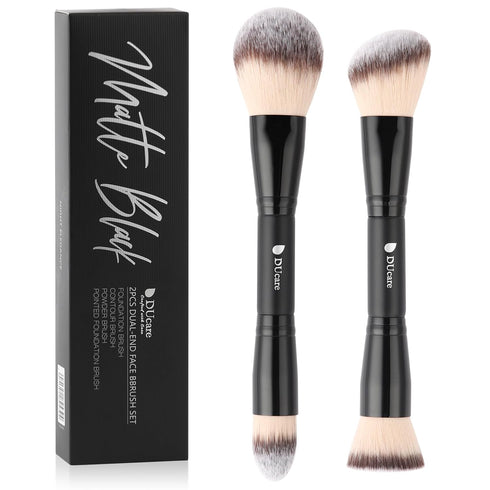 DUcare Makeup Brushes Duo End Foundation Contour Powder and Buffer Brush Bronzer Double Makeup Brush Set 2Pcs black...