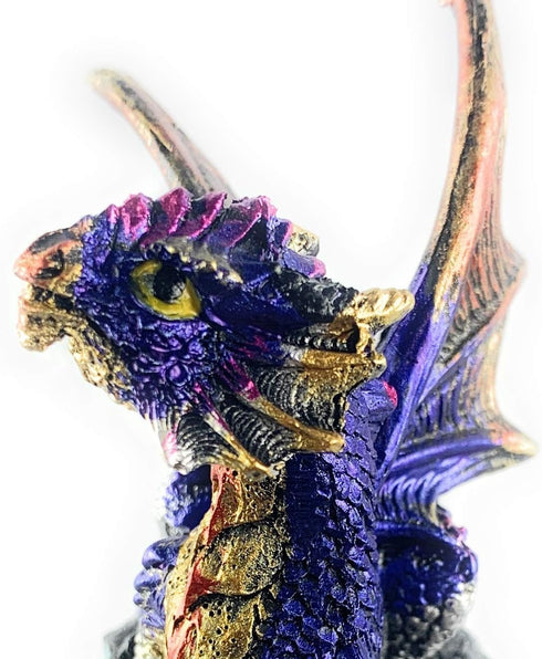 Ain’t It Nice Dragon Statue Rock Faux Geode Cavern Sparkling Medieval Collectible Fantasy Dragon Figurine Décor, Blue 3(L) X 1.5(W) X 4(H) inches...