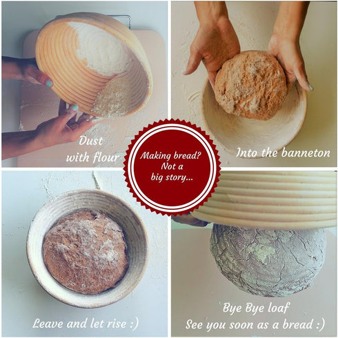 (10 inch) Round Banneton Proofing Basket Set - Brotform Handmade Unbleached Natural Cane For homemade Crusty Fresh, Easy to Bake Bread With Profes...