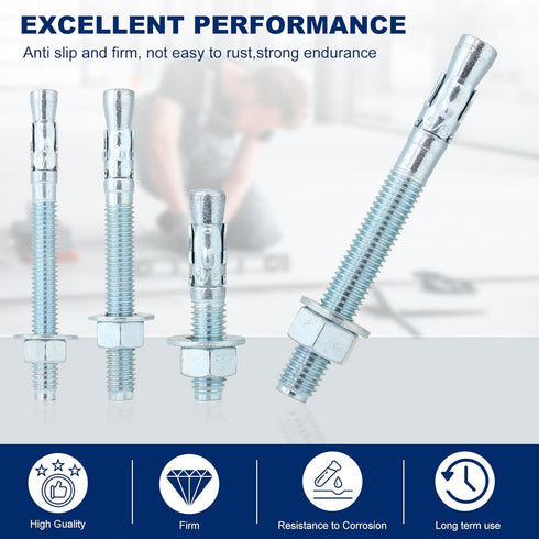 1/4"x2-1/4" Wedge Anchor by Zinced of Heavy-Duty Fastener for Cement and Concrete (20pcs Pack)...
