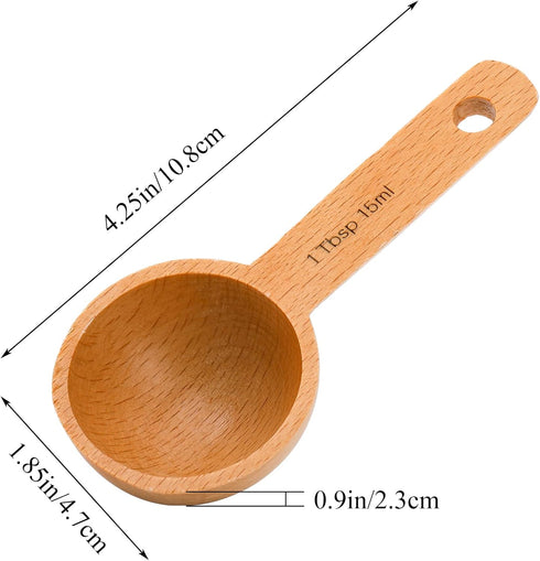 Tebery 8 Pack Wood Measuring Scoops for Canister, 1 Tablespoon Beech Coffee Scoop Measuring Spoons for Coffee Beans, Ground Coffee, Protein Powder...