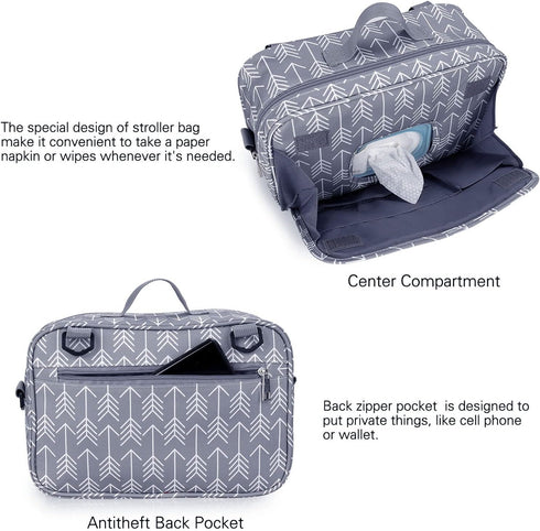 Baby Diaper Tote Bag?Portable Large Capacity Multi Pocket Design Portable Convenient Stroller Side Storage Bag for Short Trips...