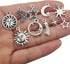 100g(80pcs) Craft Supplies Mixed Antique Silver Sun Moon Stars Charms Pendants for Crafting, Jewelry Findings Making Accessory for DIY Necklace Br...