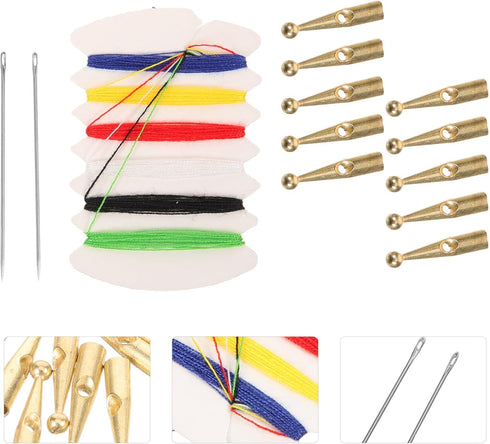 Holibanna 10 pcs Metal Umbrella Tail Beads 2.7 MM Hole Umbrella Bone Covers Umbrella Tail Head Beads for Folding Umbrella, Golden...
