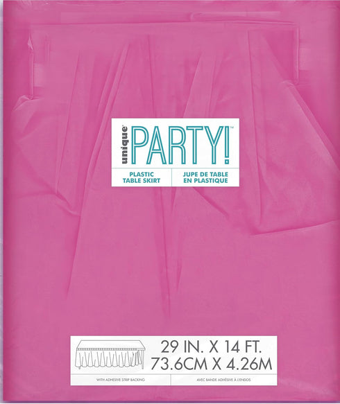 Unique Premium Hot Pink Solid Plastic Table Skirt (29" x 14 ft) Pack Of 1 - Elegant Design, Easy-to-Attach - Perfect For Parties, Weddings, & Even...