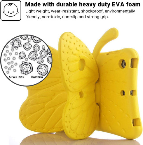 iPad 7 8 9 10.2 Kids Case 3D Cute Butterfly 10.2 inch ipad 9th 8th Generation Tablet Case For Kids Girls Light weight EVA Foam Stand Shockproof Ru...