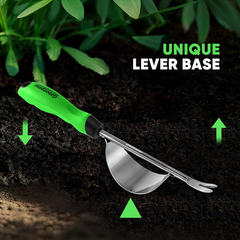 HW1 Hand Weeder Tool, Weed Puller Tool with Ergonomic Handle for Garden - Durable Unique Lever Design Dandelion Weeder Tool with V-Shaped Forks fo...