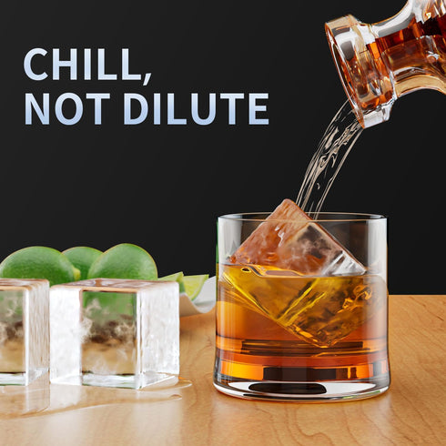 Large Ice Cube Tray for Whiskey: FDDBI Big Square Ice Cube Maker for Cocktail - 2Pack Silicone Old Fashioned Ice Cube Trays - 2inch Huge Cubed Ice...