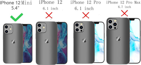 for iPhone 12 Mini Case with Card Holder,Credit Card Slot Protective Wallet Case - Black...