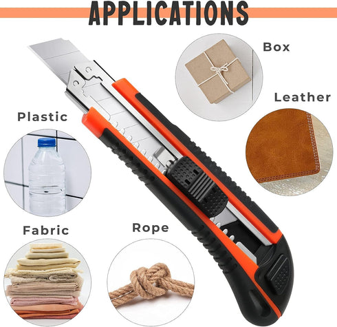 3-Pack Box Cutter Utility Knife, Box Cutter Retractable Ultra Sharp Blade and Anti-Slip Rubber Handle, Box Cutter Knife Exacto Knife for Cutting L...