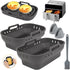 Air Fryer Silicone Liners for Ninjas Dual, 2 Pack Foldable Silicone Air Fryer Liners Basket Double with Oven Mitts and Brush, Rectangle Air Fryer ...