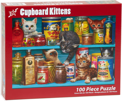 Vermont Christmas Company Cupboard Kittens 100 Piece Jigsaw Puzzle - Large Interlocking Pieces Perfect for Kids & Adults Alike - 19" x 13"...