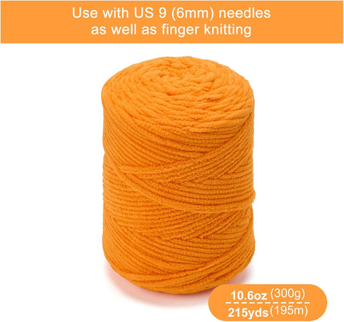 Chunky Chenille Yarn for Knitting/Crochet Baby Blanket Fancy Yarn for Amigurumi #6 Super Bulky Extra Thick Soft Fluffy Big Yarn Hat Scarf Christma...