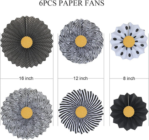 Retirement Party Decorations Supplies, Black and Gold Happy Retirement Banner, Folding Paper Fans, Sparkling Star Garlands, Star Shape Foil Balloo...