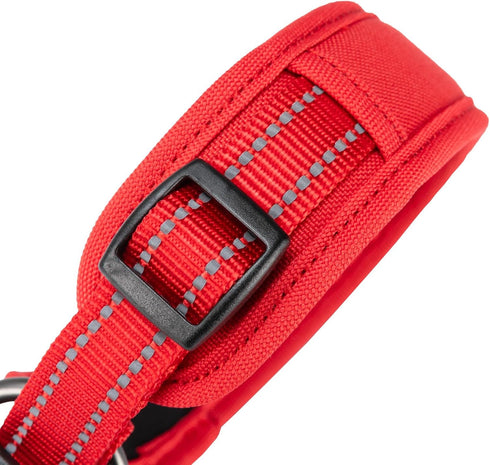 EXCELLENT ELITE SPANKER Classic Dog Collar PU Material Pet Collar with Buckle Adjustable for Small Medium Large Dogs Walking Training Black Red Bl...