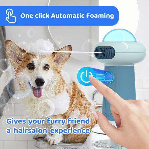 Dog Shampoo Dispenser, UFO Dog Shampoo Sprayer, Electric Foaming Shampoo Dispenser for Dog and Cat Washing, for Bathtub, Kitchen Sink, Bathroom Cl...