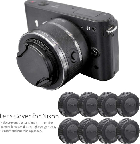 214 8Pcs Hard Plastic Camera Lens Back Cap for Nikon F Mount Camera Lens,Black...
